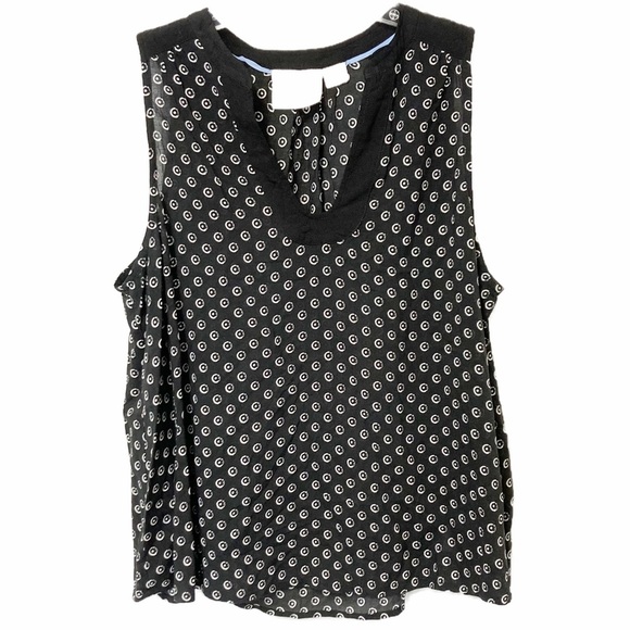 Maeve Tops - Maeve for Anthropologie Sleeveless Blouse Black w/ White Circle Pattern Size 10